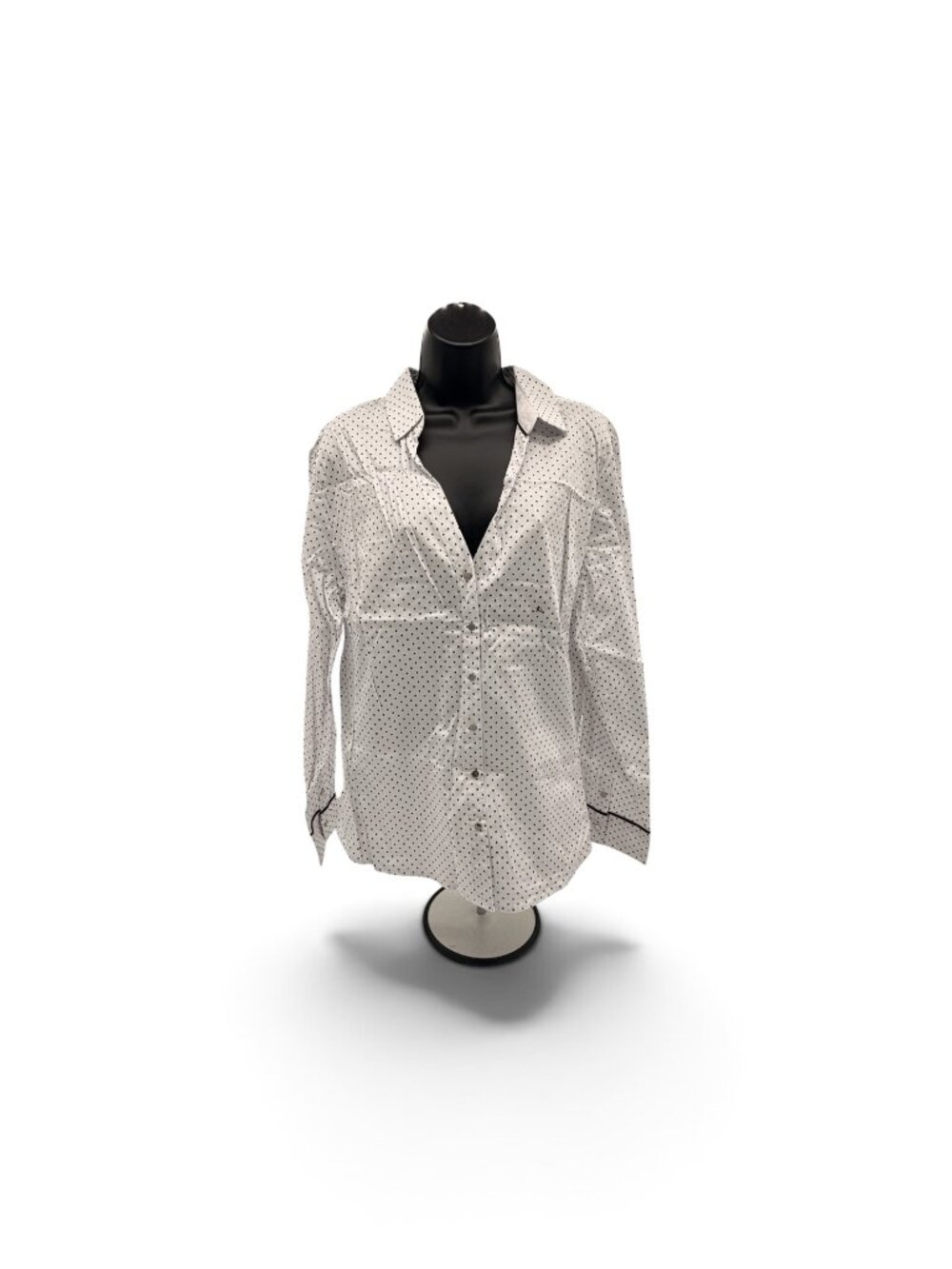 NWT New York & Co. White & Black Polka-Dot Button-Down Shirt